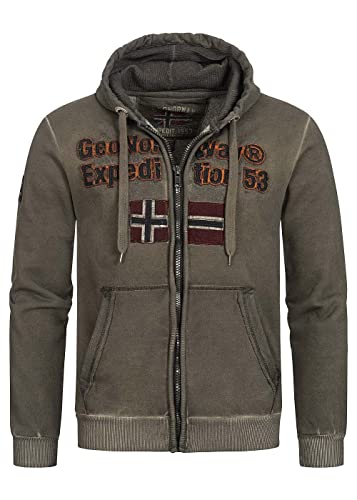 Geographical Norway Gimdo Men - Kapuzen-Sweatshirt Und Känguru-Tasche Für Männer - Logo-Sweatshirts Für Männer - Hoody-Sweatshirt Langarm (Khaki M) von Geographical Norway