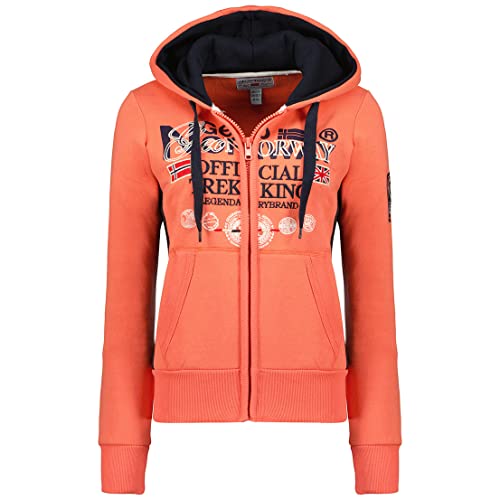Geographical Norway Gladys Lady - Frauen Sweatshirt Kapuze Taschen Känguru - Sweatshirt Frauen Pullover Casual Langarm Warm (Corail XL Größe 4) von Geographical Norway
