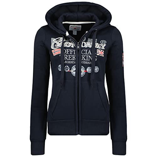 Geographical Norway Gladys Lady - Frauen Sweatshirt Kapuze Taschen Känguru - Sweatshirt Frauen Pullover Casual Langarm Warm (Marineblau L Größe 3) von Geographical Norway