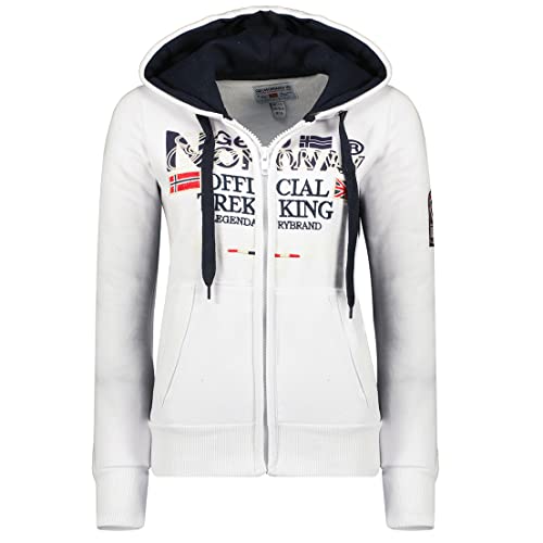 Geographical Norway Gladys Lady - Frauen Sweatshirt Kapuze Taschen Känguru - Sweatshirt Frauen Pullover Casual Langarm Warm (Weiß M Größe 2) von Geographical Norway