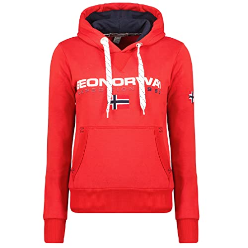 Geographical Norway Golivier Lady - Frauen Sweatshirt Kapuze Taschen Känguru - Sweatshirt Frauen Pullover Casual Langarm Warm (Rot L Größe 3) von Geographical Norway