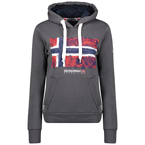 Geographical Norway Gpalm Lady - Frauen Sweatshirt Kapuze Taschen Känguru - Sweatshirt Frauen Pullover Casual Langarm Warm (Dunkelgrau L Größe 3) von Geographical Norway