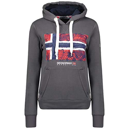 Geographical Norway Damen Gpalm Lady Kapuzenpullover, Dunkelgrau, 42 von Geographical Norway