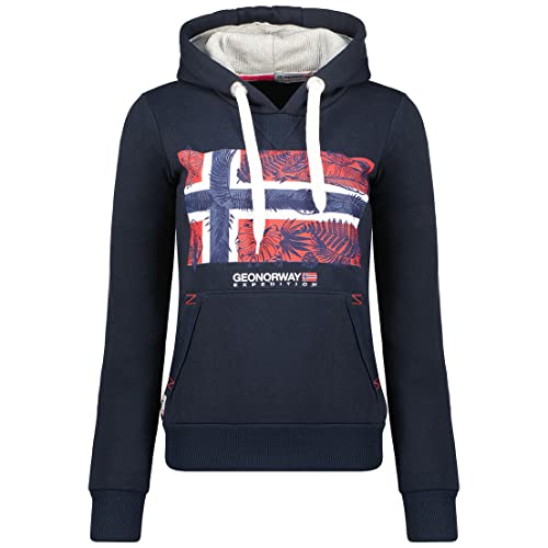 Geographical Norway Gpalm Lady - Frauen Sweatshirt Kapuze Taschen Känguru - Sweatshirt Frauen Pullover Casual Langarm Warm (Marineblau L Größe 3) von Geographical Norway