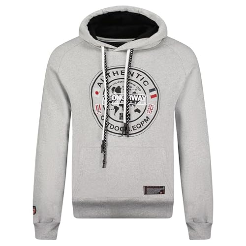 Geographical Norway Gregoire Men - Sweatjacke Herren Hoodie Zip mit Kapuze Taschen - Pullover Langarm Warm Jacke - Kapuzenjacke Mann Jahreszeit Frühling Sommer Herbst (Hellgrau L) von Geographical Norway