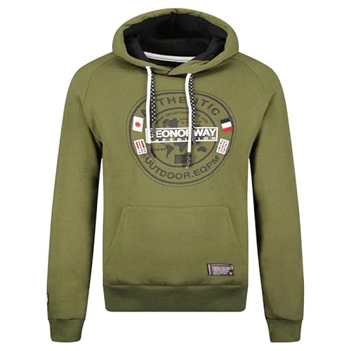 Geographical Norway Gregoire Men - Sweatjacke Herren Hoodie Zip mit Kapuze Taschen - Pullover Langarm Warm Jacke - Kapuzenjacke Mann Jahreszeit Frühling Sommer Herbst (Khaki L) von Geographical Norway