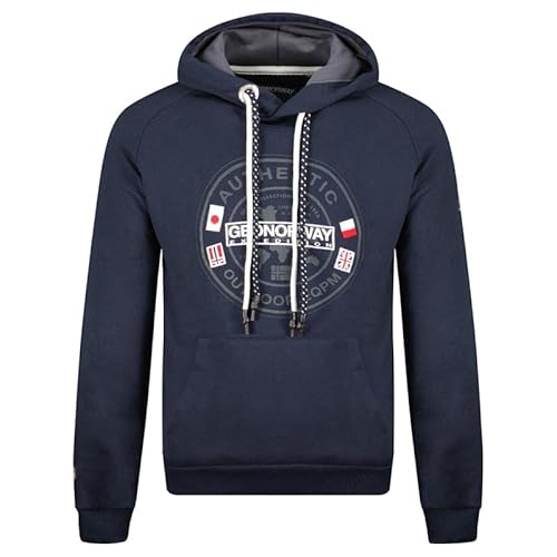 Geographical Norway Gregoire Men - Sweatjacke Herren Hoodie Zip mit Kapuze Taschen - Pullover Langarm Warm Jacke - Kapuzenjacke Mann Jahreszeit Frühling Sommer Herbst (Marineblau XL) von Geographical Norway