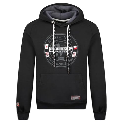 Geographical Norway Gregoire Men - Sweatjacke Herren Hoodie Zip mit Kapuze Taschen - Pullover Langarm Warm Jacke - Kapuzenjacke Mann Jahreszeit Frühling Sommer Herbst (Schwarz XL) von Geographical Norway