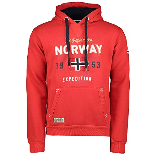 Geographical Norway Gtr Dstk - Kapuzenpullover Zip Tasche Mann - Sweatjacke Pullover Logo Langarm Warm - Männer Jahreszeit Frühling Sommer Herbst Winter (Rot M) von Geographical Norway