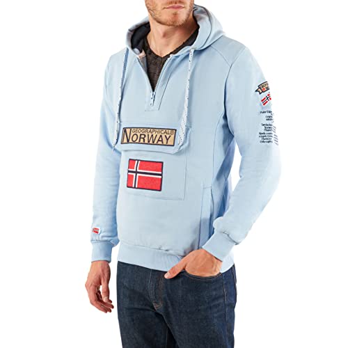 Geographical Norway Gymclass Herren-Kapuzen-Sweatshirt, einfädelbar Gr. L, himmelblau von Geographical Norway