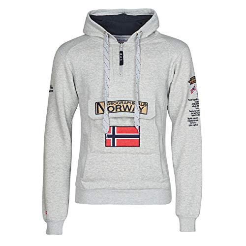 Geographical Norway Gymclass Herren-Kapuzen-Sweatshirt (XXXL, Hellgrau) von Geographical Norway