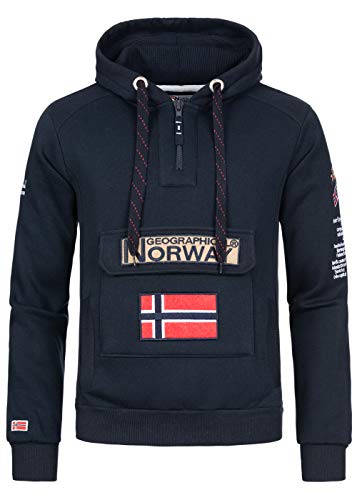 Geographical Norway Gymclass Men - Hoodie herren mit Kapuze Zip Tasche Känguru Mann - Pullover Sweatshirt Warm Langarm - Hoody Männer Jungen Frühling Sommer Herbst Winter (Marineblau S) von Geographical Norway