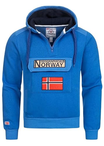 Geographical Norway Gymclass Men - Hoodie herren mit Kapuze Zip Tasche Känguru Mann - Pullover Sweatshirt Warm Langarm - Hoody Männer Jungen Frühling Sommer Herbst Winter (Königsblau XL) von Geographical Norway