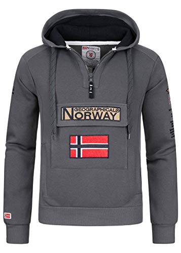 Geographical Norway Gymclass Men - Men's Kangaroo Pocket Hoodie - Sweatshirt Logo Pullover Hoody Warm Long Sleeve - Ideal Men's Gift Spring Summer Autumn Winter (Dark grey XXL) von Geographical Norway