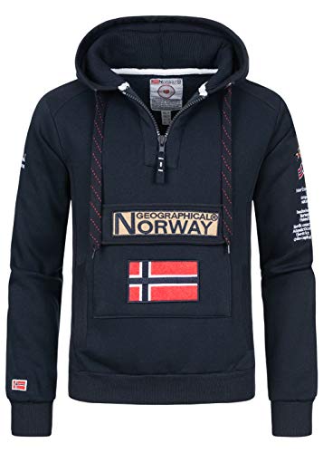 Geographical Norway Gymclass Men - Men's Kangaroo Pocket Hoodie - Sweatshirt Logo Pullover Hoody Warm Long Sleeve - Ideal Men's Gift Spring Summer Autumn Winter (Marine blue 3XL) von Geographical Norway