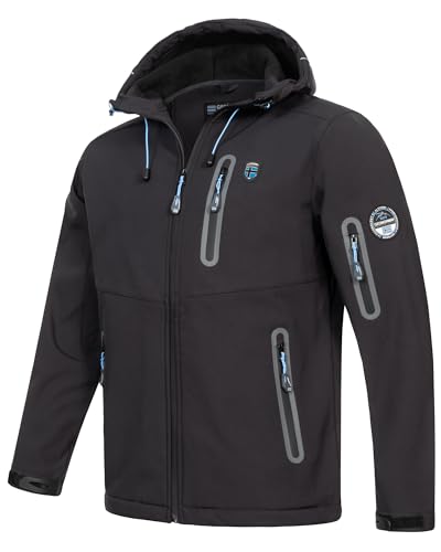 Geographical Norway Herbst Frühlings Jacke Softshell Jacke Windbreaker Übergangs Regen, Farbe:Dunkel grau, Größe:L von Geographical Norway