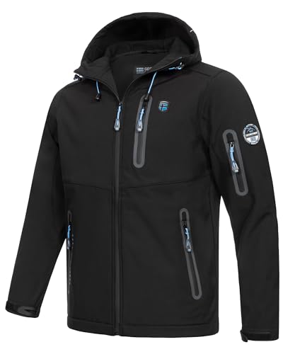 Geographical Norway Herbst Frühlings Jacke Softshell Jacke Windbreaker Übergangs Regen, Farbe:Schwarz, Größe:M von Geographical Norway