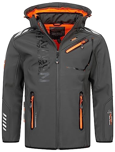 Geographical Norway Herren Frühlings Jacke Softshell Jacke Outdoor Regen Übergangs Jacke Sportjacke FVS Produktion H-H, Farbe:Dunkelgrau, Größe:5XL von Geographical Norway