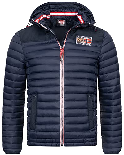 Geographical Norway Herbst Winter Jacke Übergangsjacke Outdoor Kapuze abnehmbar Steppjacke, Farbe:Navy, Größe:M 48 von Geographical Norway