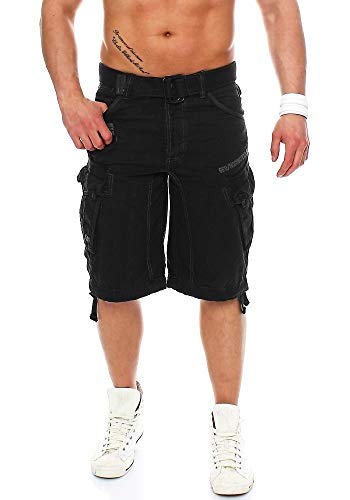 Geographical Norway Herren Baumwoll Cargo Shorts Parasol Stoff-Gürtel,Black,L von Geographical Norway