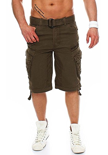 Geographical Norway Herren Baumwoll Cargo Shorts Parasol Stoff-Gürtel,Khaki,S von Geographical Norway