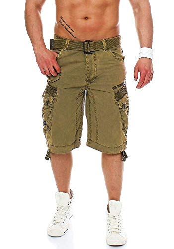 Geographical Norway Herren Baumwoll Cargo Shorts Parasol Stoff-Gürtel,Mastic,XXL von Geographical Norway