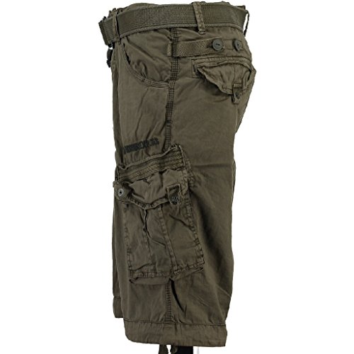 Geographical Norway Herren Baumwoll Cargo Shorts Parasol Stoff-Gürtel,Storm,XL von Geographical Norway