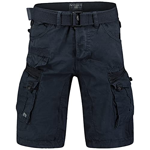 Geographical Norway Herren Cargoshorts – Kurze Hose aus Baumwolle, Sommer-Bermuda mit Gürtel, Größen S–5XL Brandiing- Production (4XL, Navy) von Geographical Norway
