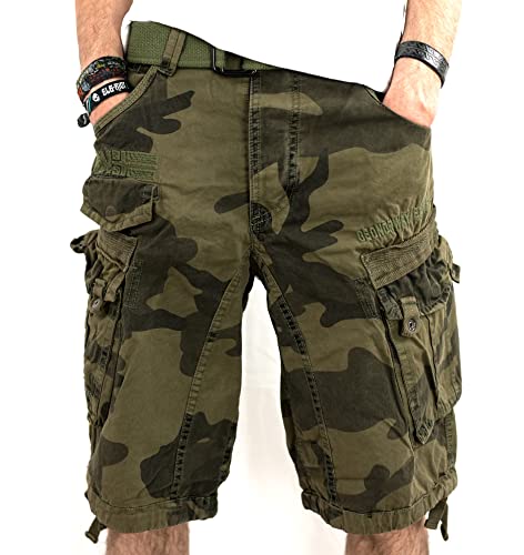 Geographical Norway Herren Cargo Short Sommer Bermuda Kurze Hose Shorts Brandiing- Production (Medium, CAMO Grau) von Geographical Norway