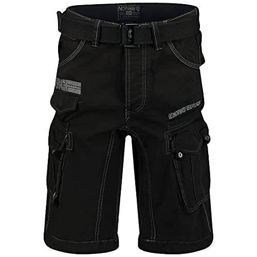 Geographical Norway Herren Cargo Short Sommer Bermuda Kurze Hose Shorts Brandiing- Production (Medium, Schwarz) von Geographical Norway