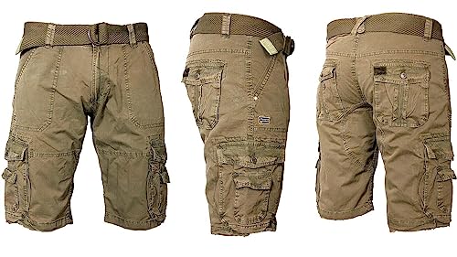 Geographical Norway Herren Cargo Shorts Kurze Hose Knielang Short Bermuda PEROU, Hosengröße:L, Farbe:Mastic von Geographical Norway