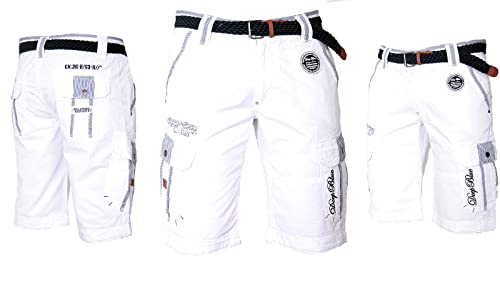 Geographical Norway Herren Cargo Shorts Kurze Hose Short Bermuda Knielang Parash, Hosengröße:L, Farbe:Weiß von Geographical Norway