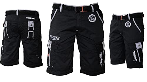 Geographical Norway Herren Cargo Shorts Kurze Hose Short Bermuda Knielang Parash, Hosengröße:XL, Farbe:Schwarz von Geographical Norway