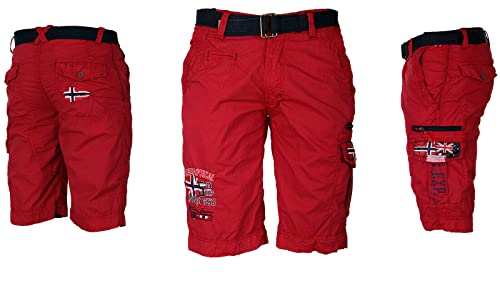 Geographical Norway Herren Cargo Shorts Kurze Hose Short Bermuda Knielang Parodi, Hosengröße:L / W33, Farbe:Rot von Geographical Norway