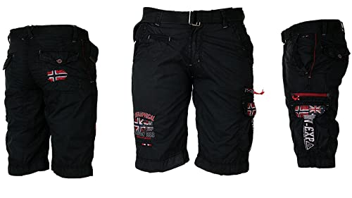 Geographical Norway Herren Cargo Shorts Kurze Hose Short Bermuda Knielang Parodi, Hosengröße:XXL /W36, Farbe:Schwarz von Geographical Norway