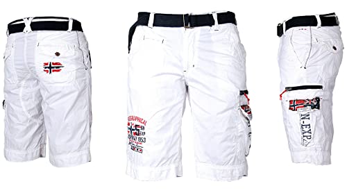 Geographical Norway Herren Cargo Shorts Kurze Hose Short Bermuda Knielang Parodi, Hosengröße:XXL /W36, Farbe:Weiß von Geographical Norway