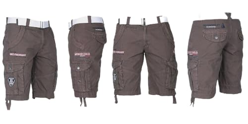 Geographical Norway Herren Cargo Shorts Kurze Hose Short Bermuda Knielang Poudre FVS Production H-H, Hosengröße:2XL, Farbe:Dunkel grau von Geographical Norway