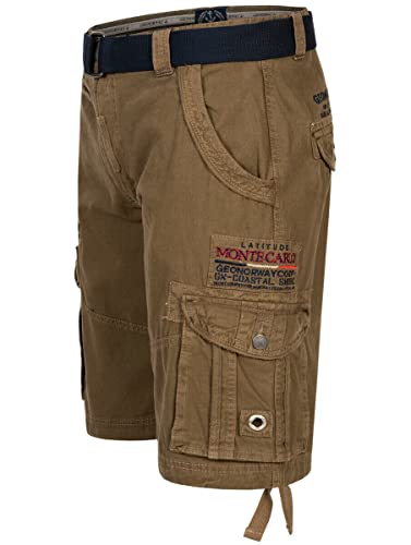 Geographical Norway Herren Cargo Shorts Kurze Hose Short Bermuda Knielang Poudre FVS Production H-H, Hosengröße:2XL, Farbe:KAKI von Geographical Norway