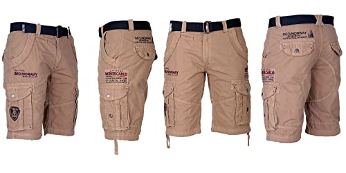 Geographical Norway Herren Cargo Shorts Kurze Hose Short Bermuda Knielang Poudre FVS Production H-H, Hosengröße:3XL, Farbe:Beige von Geographical Norway