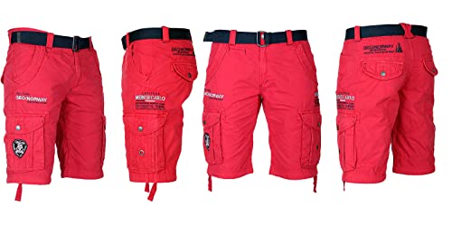 Geographical Norway Herren Cargo Shorts Kurze Hose Short Bermuda Knielang Poudre, Hosengröße:M, Farbe:Rot von Geographical Norway