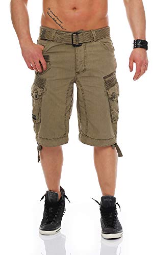 Geographical Norway Herren Cargo Shorts Panoramique Bermuda inkl. Gürtel, Mastic, Gr:XXL von Geographical Norway