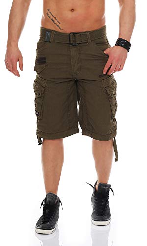 Geographical Norway Herren Cargo Shorts Panoramique Bermuda inkl. Gürtel, kaki, Gr:L von Geographical Norway