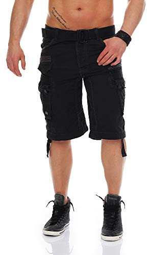 Geographical Norway Herren Cargo Shorts Panoramique Bermuda inkl. Gürtel, schwarz, Gr:M von Geographical Norway