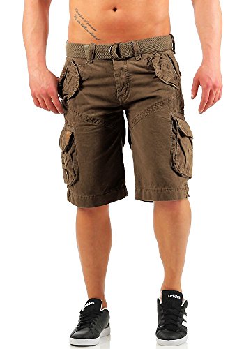 Geographical Norway Herren Cargo Shorts Polish Seiten-Taschen inklusive Gürtel knielang khaki S von Geographical Norway