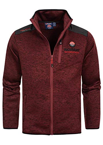 Geographical Norway Herren Fleece Jacke Contrast Shoulder Sweater Ches Logo Embro 2 Zipped Pockets, Burgundy, Gr:L von Geographical Norway