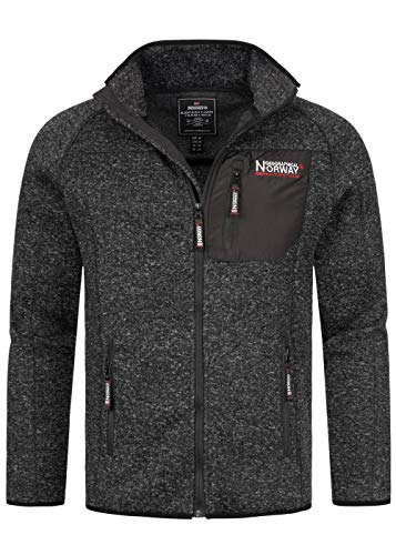 Geographical Norway Herren Fleece Jacke Zip Sweater Chest Zip-Pocket Sleeve embo schräge Zipper Taschen Stehkragen, schwarz, Gr:M von Geographical Norway