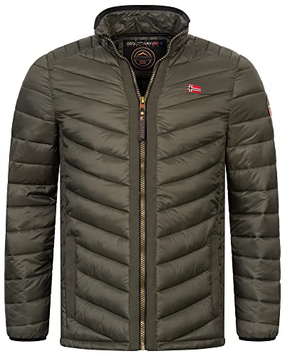 Geographical Norway Herren Herbst Frühlings Jacke Steppjacke Stehkragen Übergangs Jacke Gesteppt Produktion FVS H-H, Farbe:KAKI, Größe:L von Geographical Norway