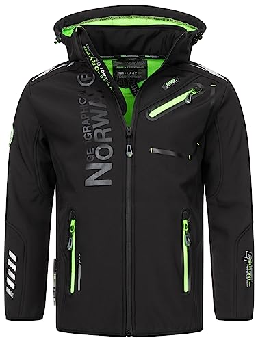 Geographical Norway Herren Frühlings Jacke Softshell Jacke Outdoor Regen Übergangs Jacke Sportjacke FVS Produktion H-H, Farbe:Schwarz, Größe:XL von Geographical Norway