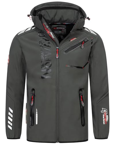 Geographical Norway Herren Frühlings Jacke Softshell Jacke Outdoor Regen Übergangs Jacke Sportjacke FVS Produktion H-H, Farbe:dunkelgrau-Schwarz, Größe:M von Geographical Norway