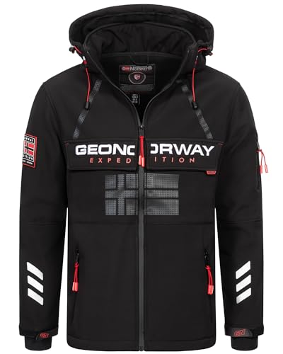 Geographical Norway Herren Herbst Winter Jacke Softshell Jacke Windbreaker Übergangs Regen Jacke Sport, Farbe:Schwarz, Größe:L 50 von Geographical Norway